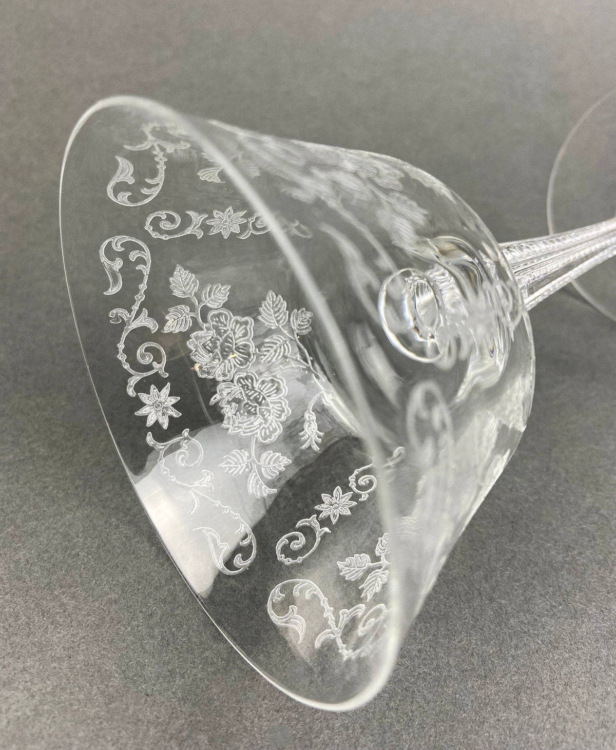 Antique Fostoria Crystal Sherbet Glasses – Set of 6 Etched Midnight Rose Pattern