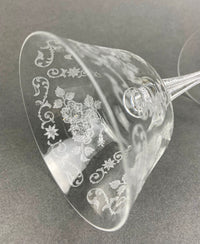 Antique Fostoria Crystal Sherbet Glasses – Set of 6 Etched Midnight Rose Pattern