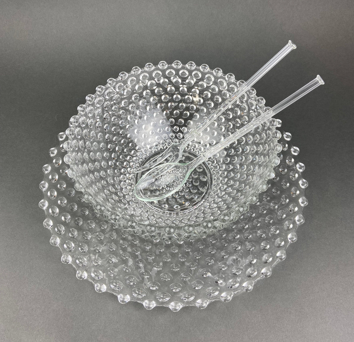 Vintage Moonstone Hobnail Serving Set – Large Bowl & Matching Plate