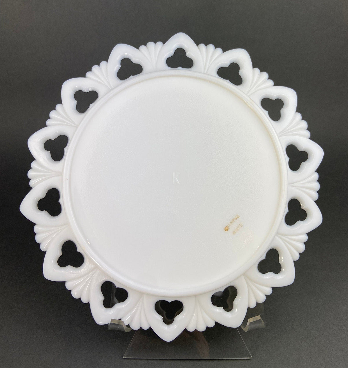 Westmoreland Milk Glass Plates – Set of 4 Hand Painted Floral & Fruit Designs with Reticulated Rim