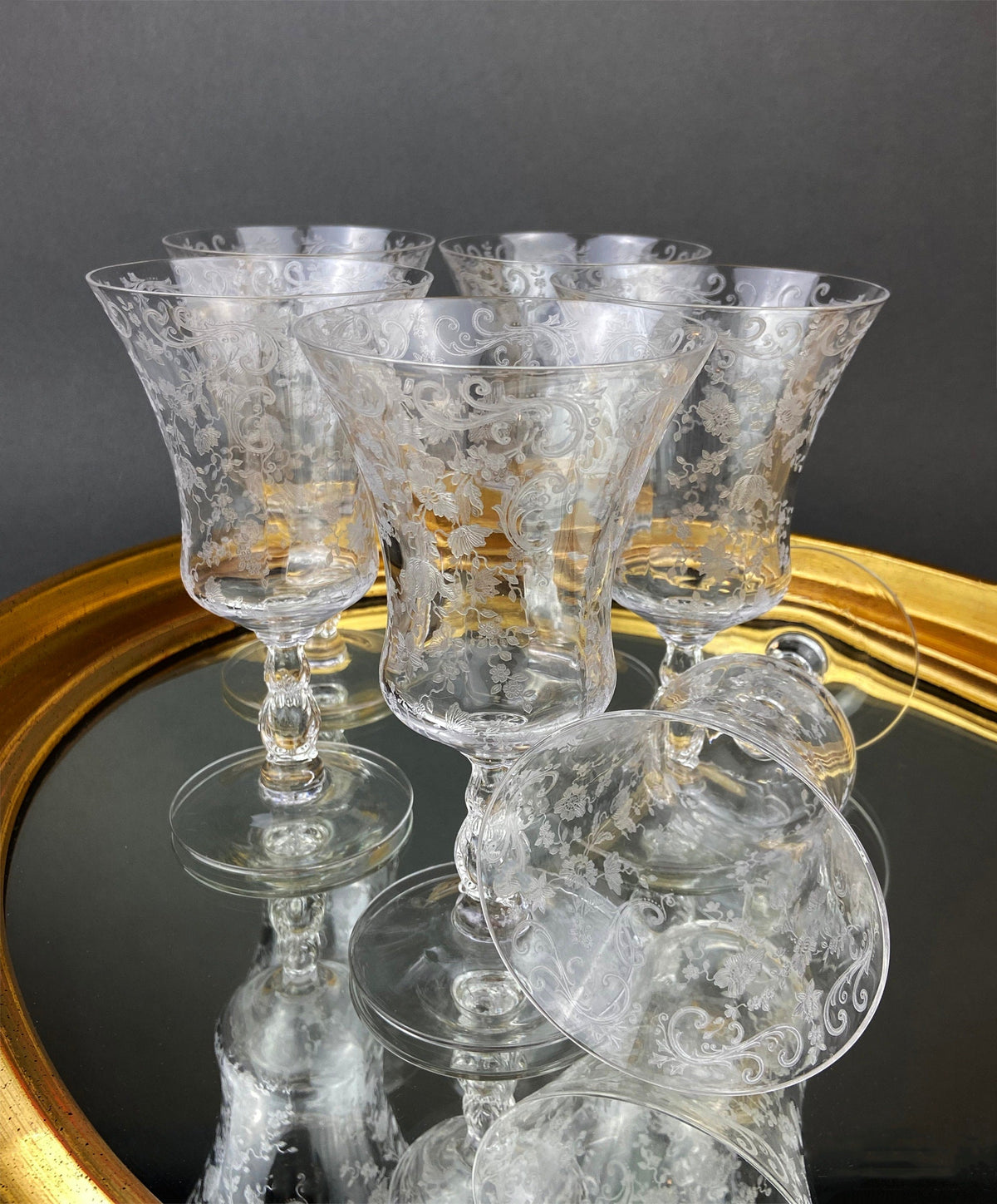 Antique Tiffin Franciscan Gold Rim Wine Goblets – Set of 6