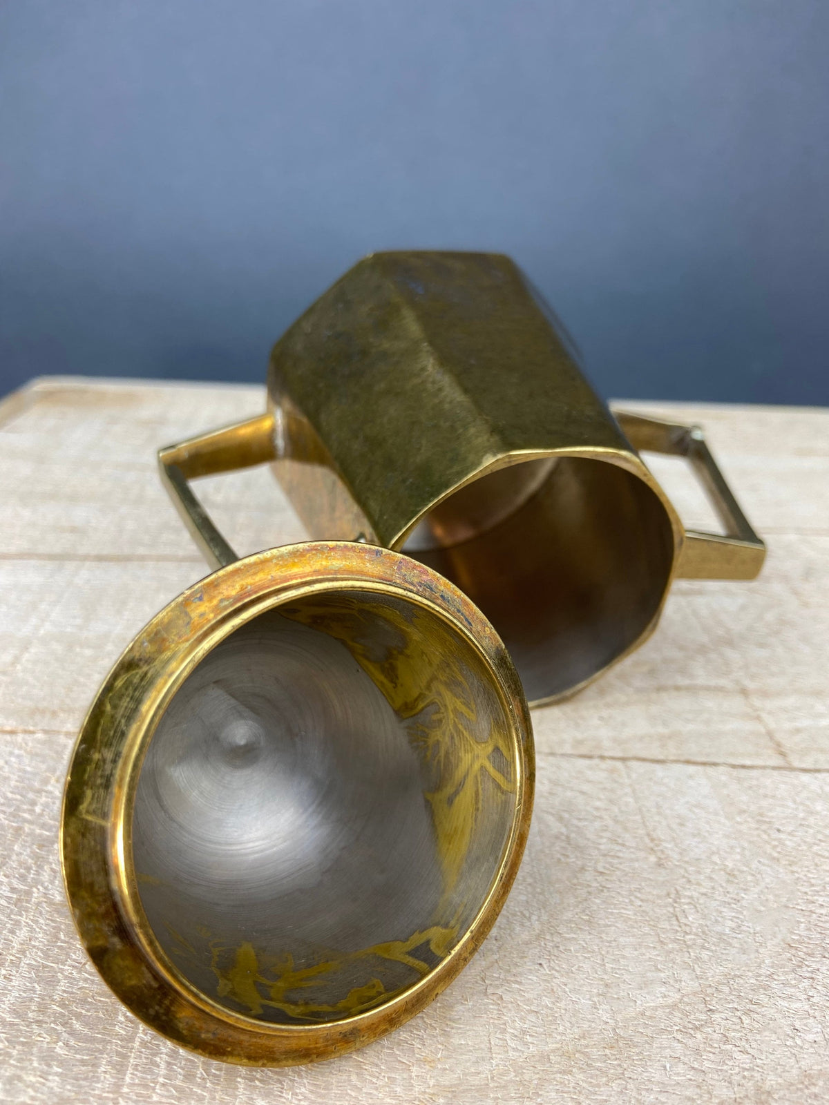 Antique Brass Coffee Set – Pot, Creamer & Sugar Bowl with Handles