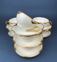 Antique Limoges Tea Set Trio – Haviland France Cup, Saucer & Plate with Gold Rim