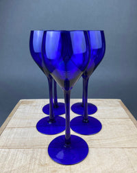 Cobalt Blue Glass Water Goblets – Set of 8 Contemporary Stemware