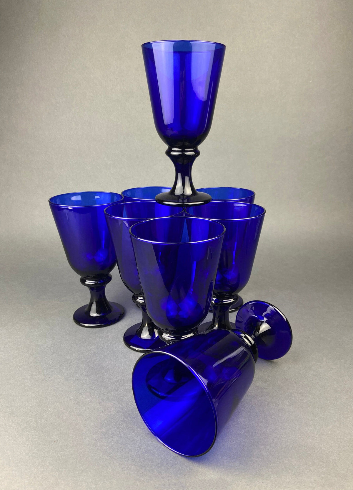 Cobalt Blue Glass Water Goblets – Set of 8 Contemporary Stemware