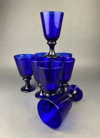 Cobalt Blue Glass Water Goblets – Set of 8 Contemporary Stemware