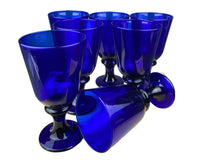 Cobalt Blue Glass Water Goblets – Set of 8 Contemporary Stemware