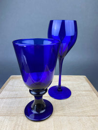 Cobalt Blue Glass Water Goblets – Set of 8 Contemporary Stemware