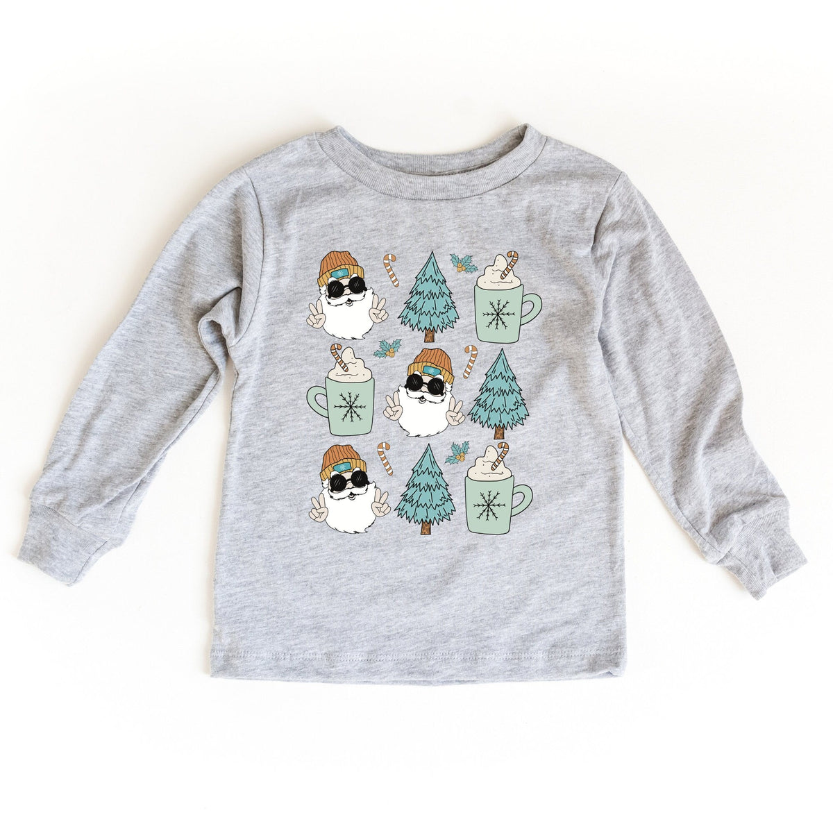 Kids Cool Santa Blue Long Sleeve T-Shirt