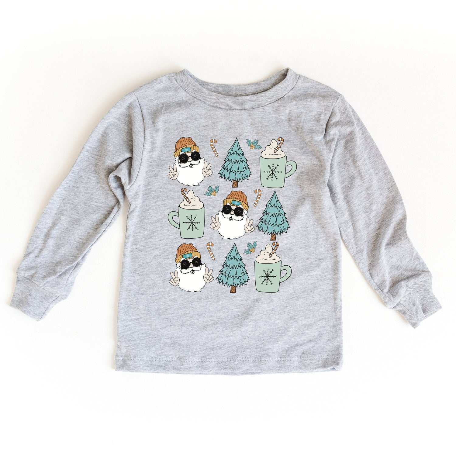 Kids Cool Santa Blue Long Sleeve T-Shirt