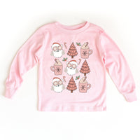 Girls Cool Santa Pink Long Sleeve Tee (2 Colors)