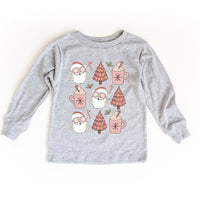 Girls Cool Santa Pink Long Sleeve Tee (2 Colors)