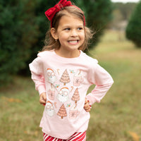 Girls Cool Santa Pink Long Sleeve Tee (2 Colors)