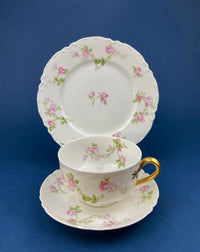 Antique Haviland Limoges Cup & Saucer – Hand Painted Violet Motif France