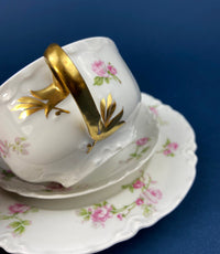 Antique Haviland Limoges Cup & Saucer – Hand Painted Violet Motif France