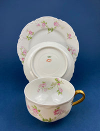 Antique Haviland Limoges Cup & Saucer – Hand Painted Violet Motif France