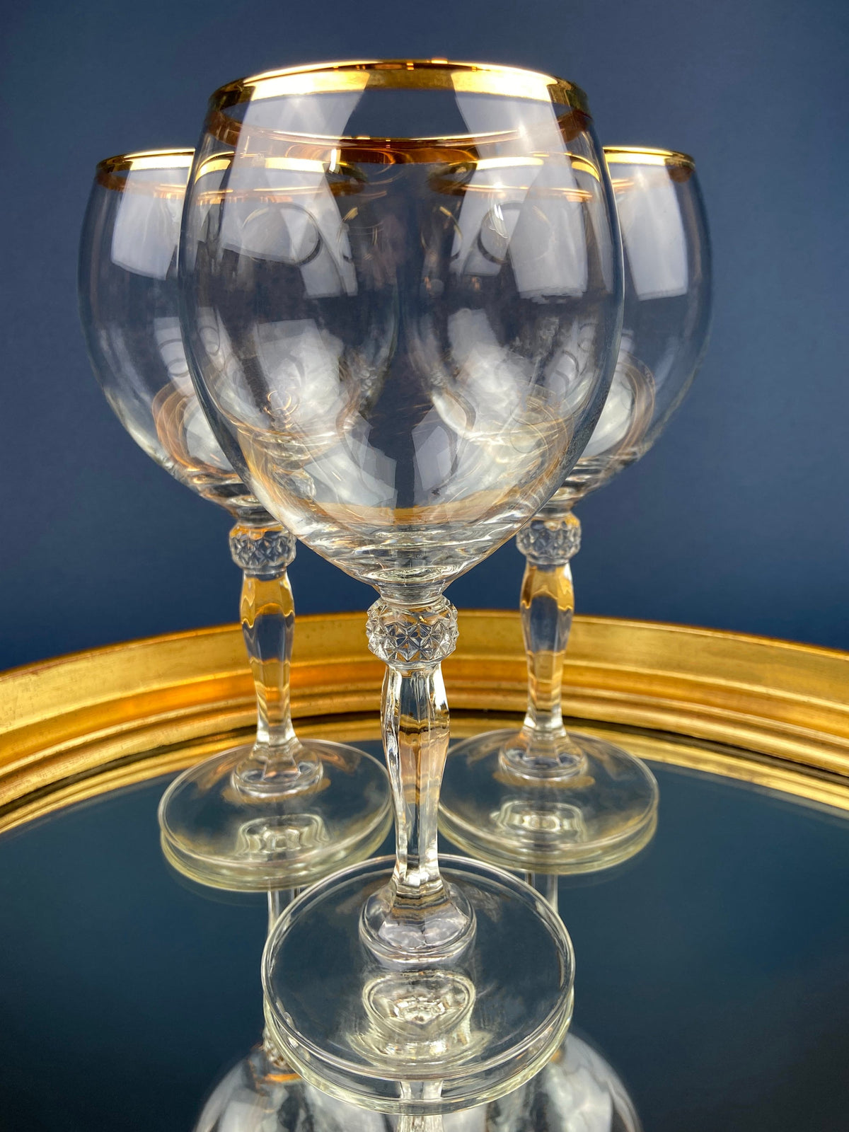 Antique Tiffin Franciscan Gold Rim Wine Goblets – Set of 6