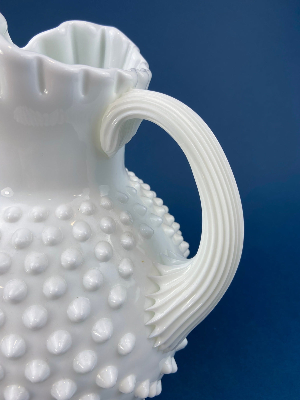 Milk Glass Hobnail Pitcher Set – Large Jug with 3 Matching Glasses