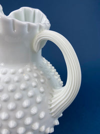 Milk Glass Hobnail Pitcher Set – Large Jug with 3 Matching Glasses