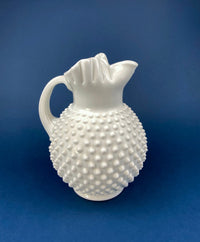 Milk Glass Hobnail Pitcher Set – Large Jug with 3 Matching Glasses