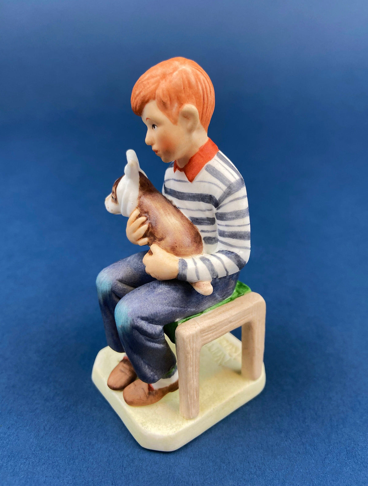 Porcelain Figurine “Get Well Soon” – Boy with Sick Dog Inspired by Norman Rockwell