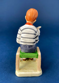 Porcelain Figurine “Get Well Soon” – Boy with Sick Dog Inspired by Norman Rockwell