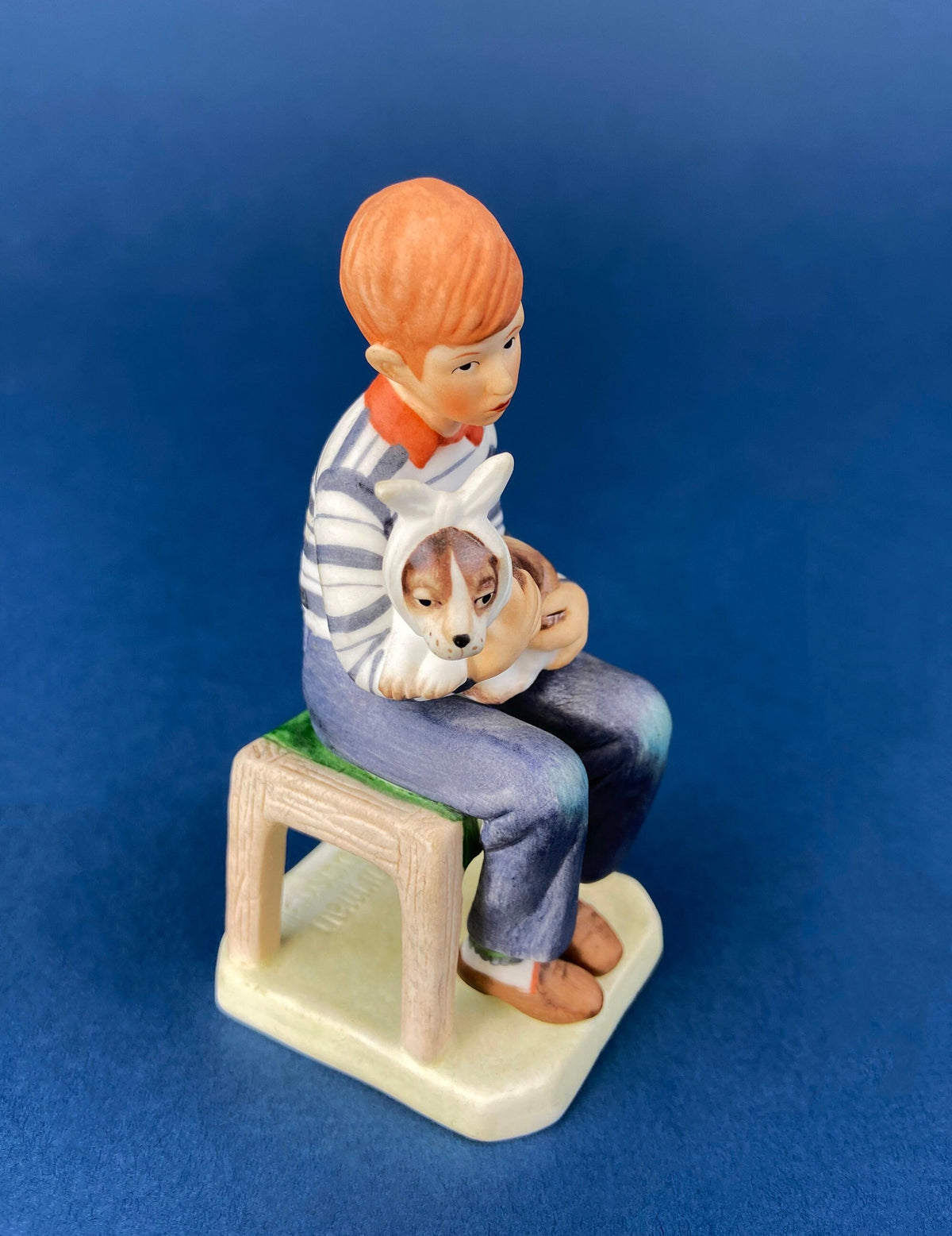 Porcelain Figurine “Get Well Soon” – Boy with Sick Dog Inspired by Norman Rockwell