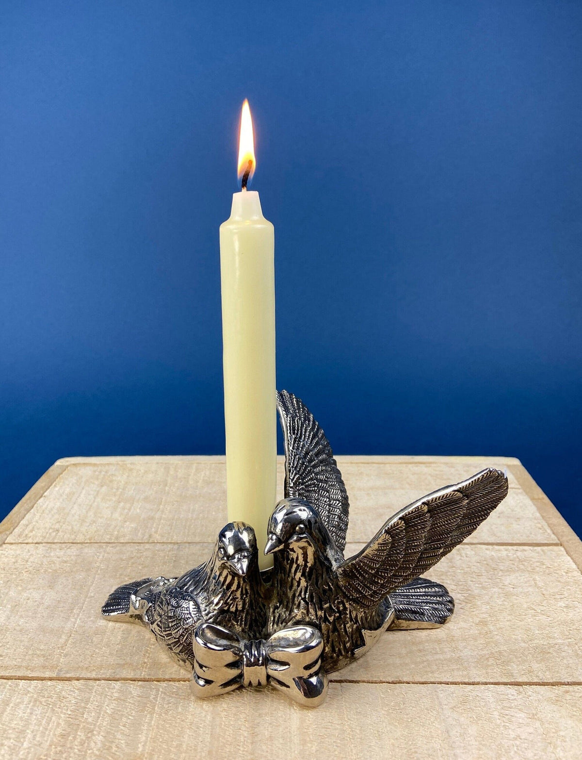 Antique Silver Plated Peacock Candle Holder – Ornate Pillar Stand