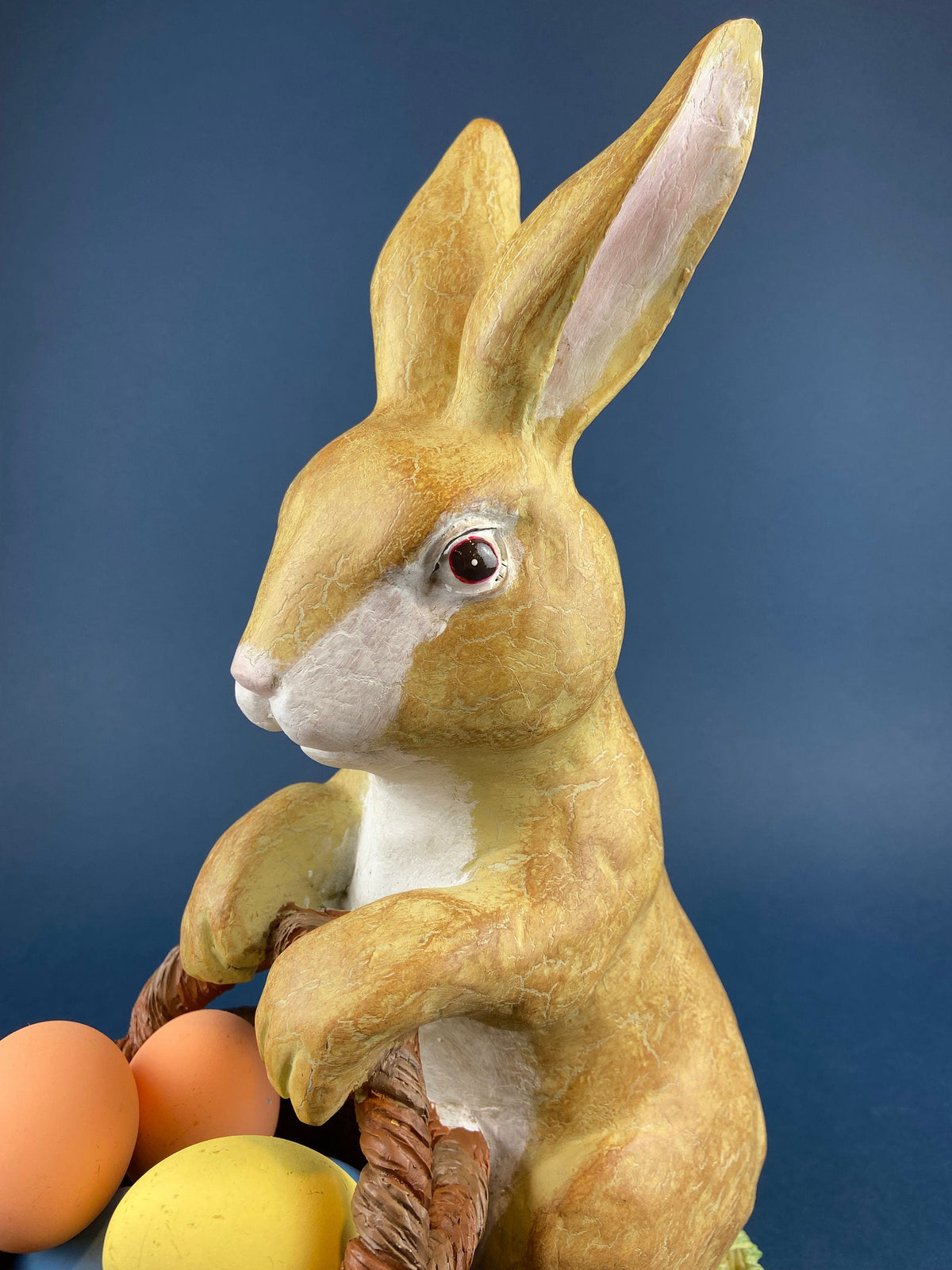 Brown Ceramic Bunny Figurine – Mom Carrying Baby Rabbit
