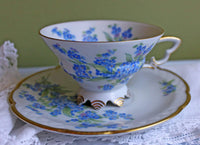 Antique Forget-Me-Not Porcelain Set – Cup, Saucer, and Plates