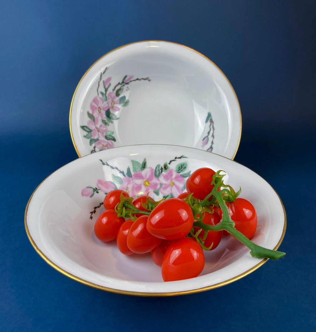 Antique Forget-Me-Not Porcelain Set – Cup, Saucer, and Plates