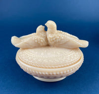 Buff Ceramic Doves on Nest – Kissing Love Birds Trinket Dish