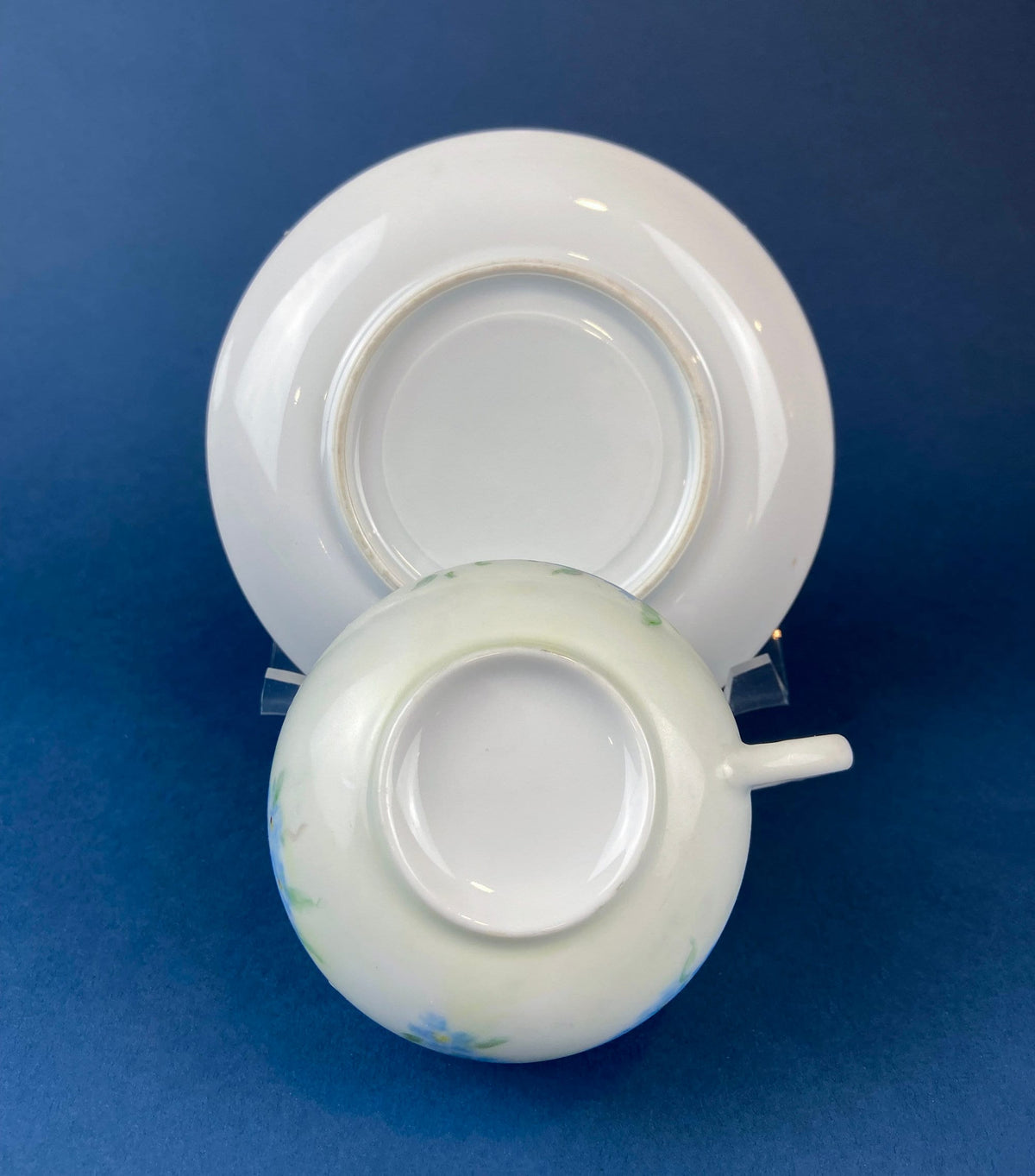 Antique Forget-Me-Not Porcelain Set – Cup, Saucer, and Plates
