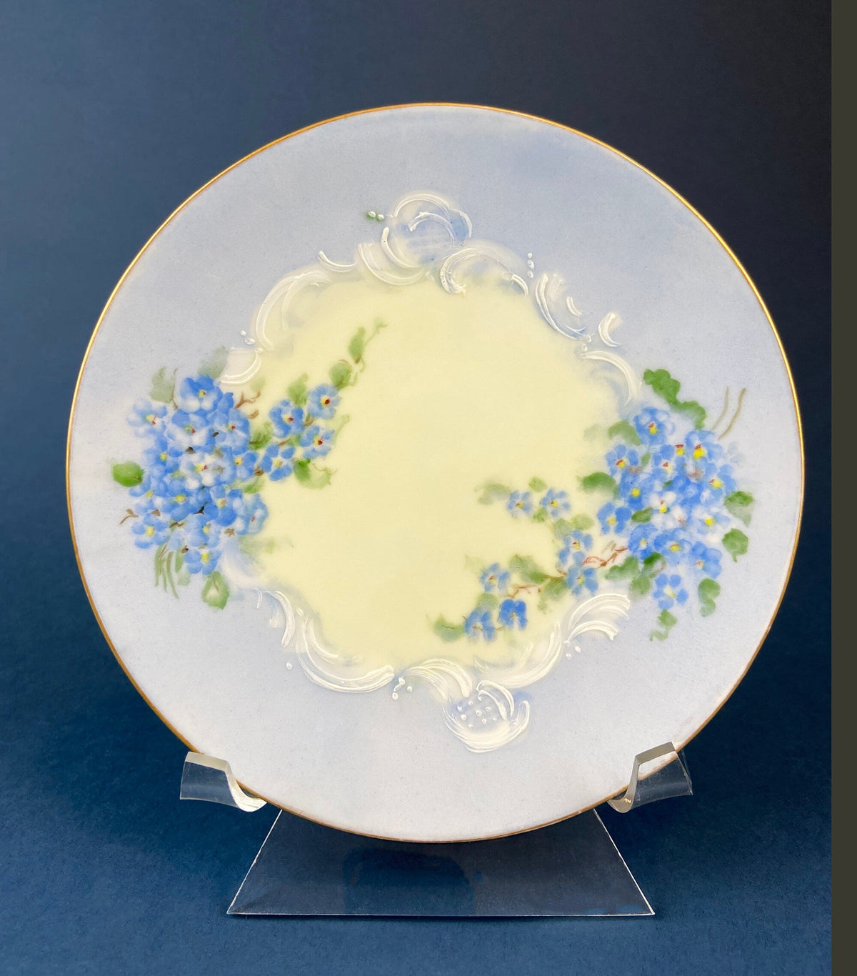 Antique Forget-Me-Not Porcelain Set – Cup, Saucer, and Plates