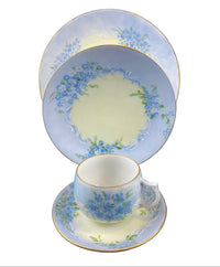 Antique Forget-Me-Not Porcelain Set – Cup, Saucer, and Plates