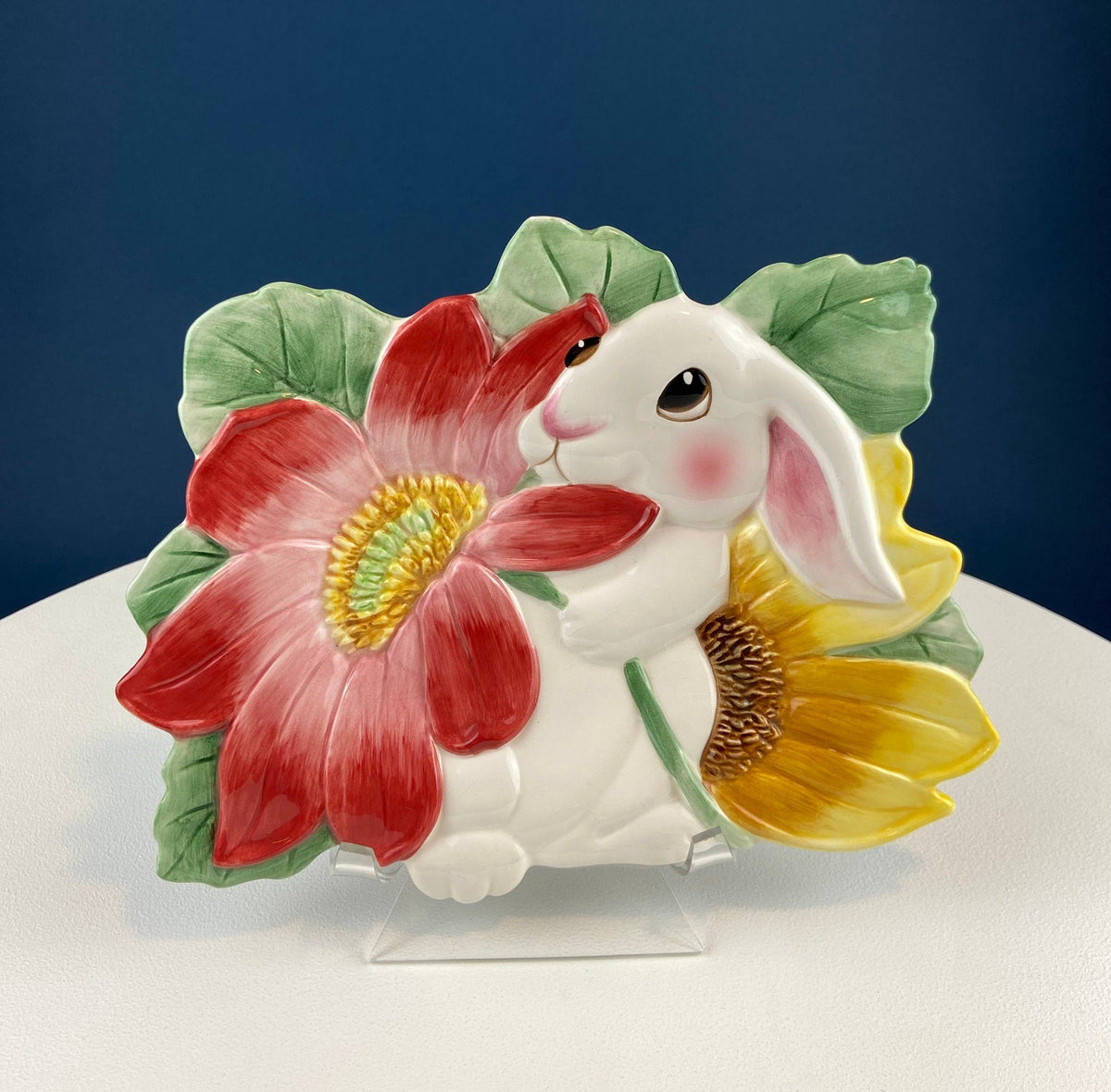 Fitz and Floyd Kitten Kaboodle Plate – 3D Cats & Flowers Design