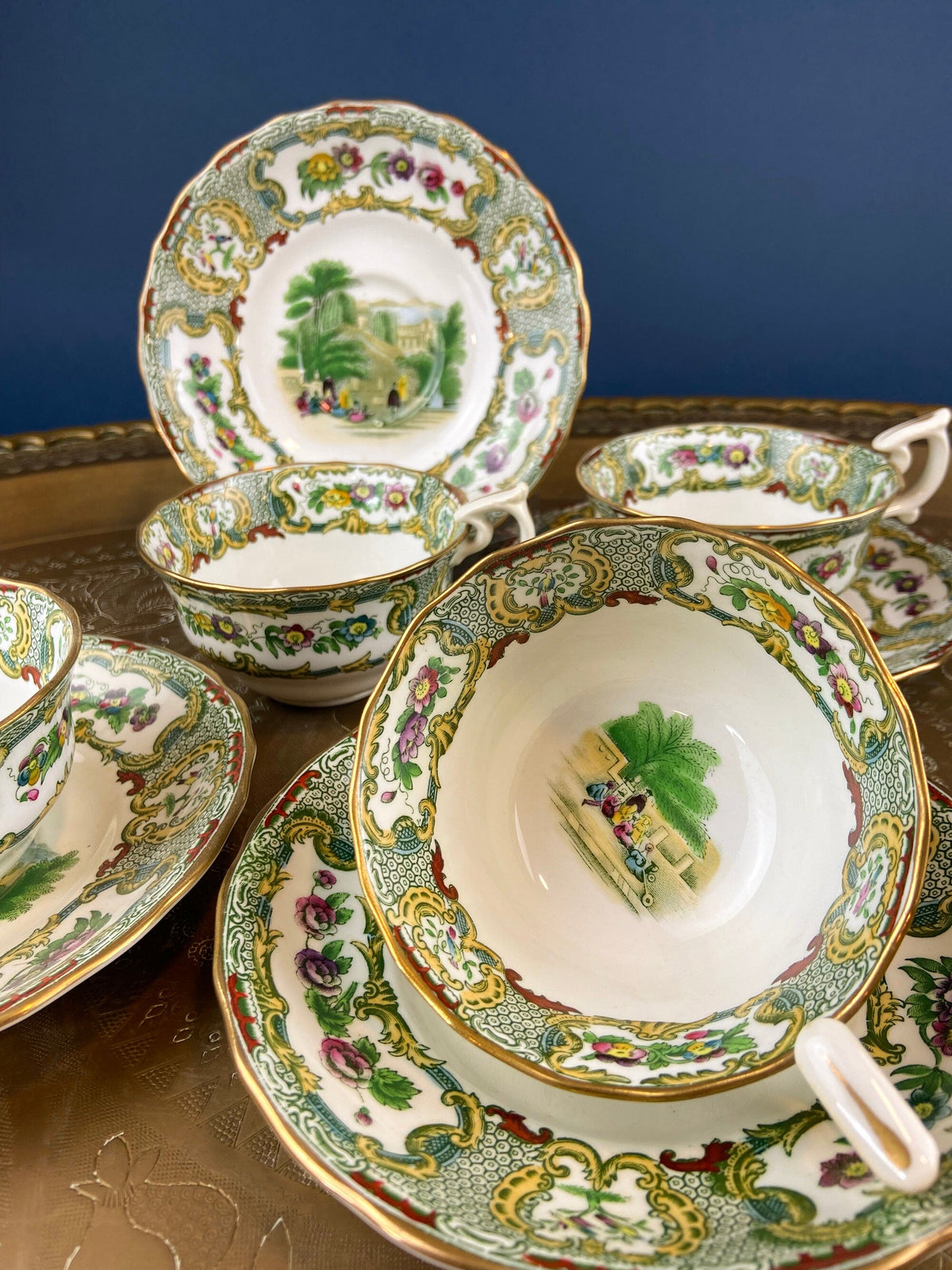 Tiffany & Co. Tea/Coffee Set – Hand Painted Chinoiserie Motif Set of 4