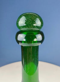 Dark Green Hand Blown Glass Decanter with Matching Stopper