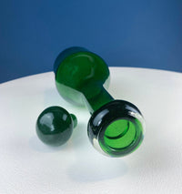 Dark Green Hand Blown Glass Decanter with Matching Stopper