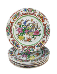 Set of 5 Hand Painted Asian Plates – Dragons & Peonies 10"