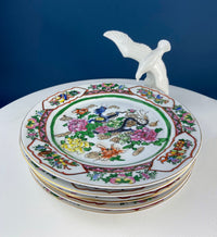 Set of 5 Hand Painted Asian Plates – Dragons & Peonies 10"
