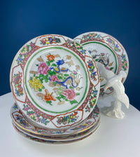 Set of 5 Hand Painted Asian Plates – Dragons & Peonies 10"