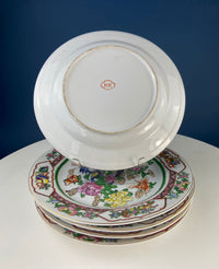 Set of 5 Hand Painted Asian Plates – Dragons & Peonies 10"