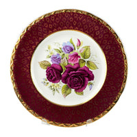 Rich Gold & Burgundy OMCO Czechoslovakia Porcelain Plate – 11" Floral Motif