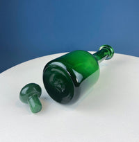Dark Green Hand Blown Glass Decanter with Matching Stopper