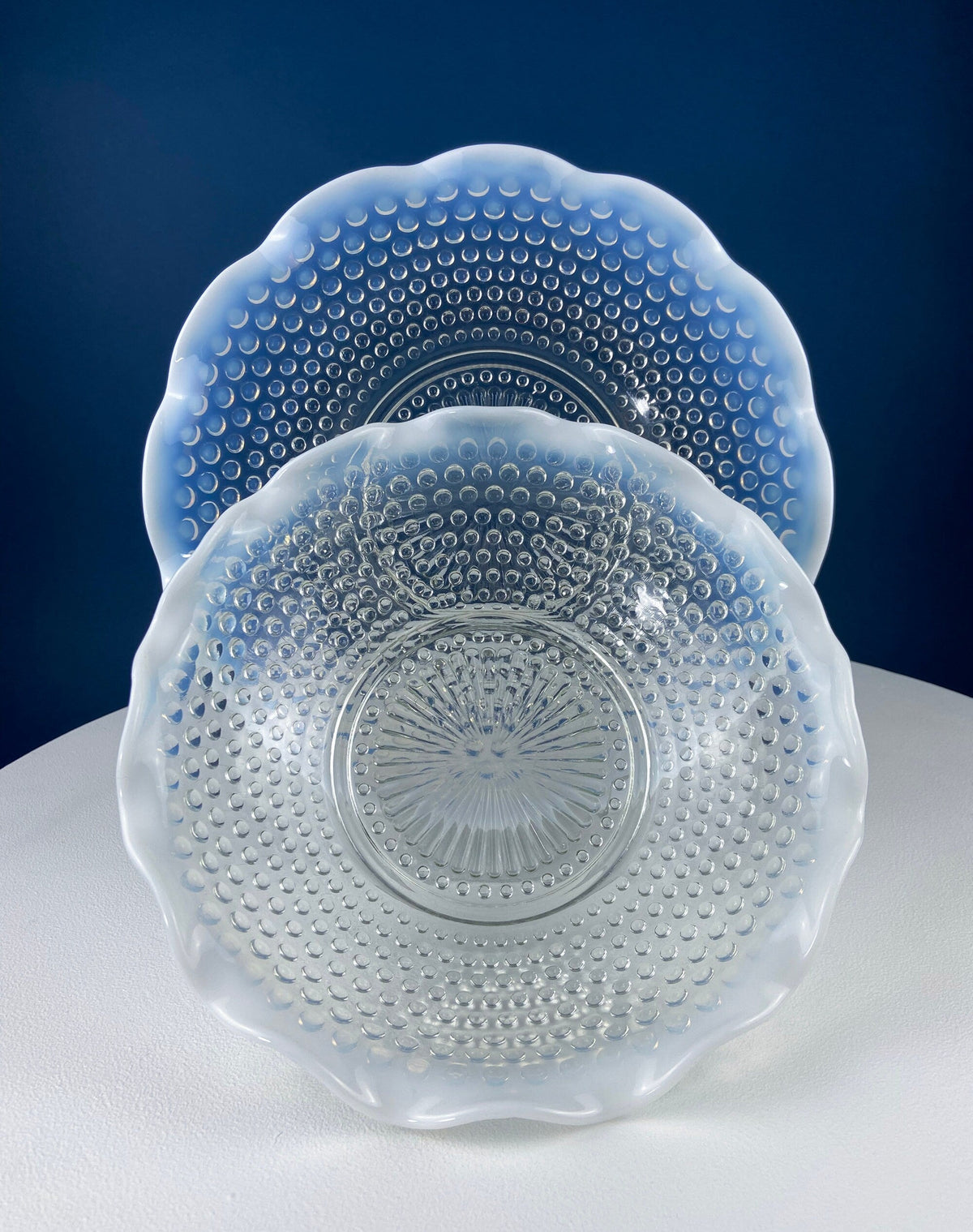 Vintage Moonstone Hobnail Serving Set – Large Bowl & Matching Plate