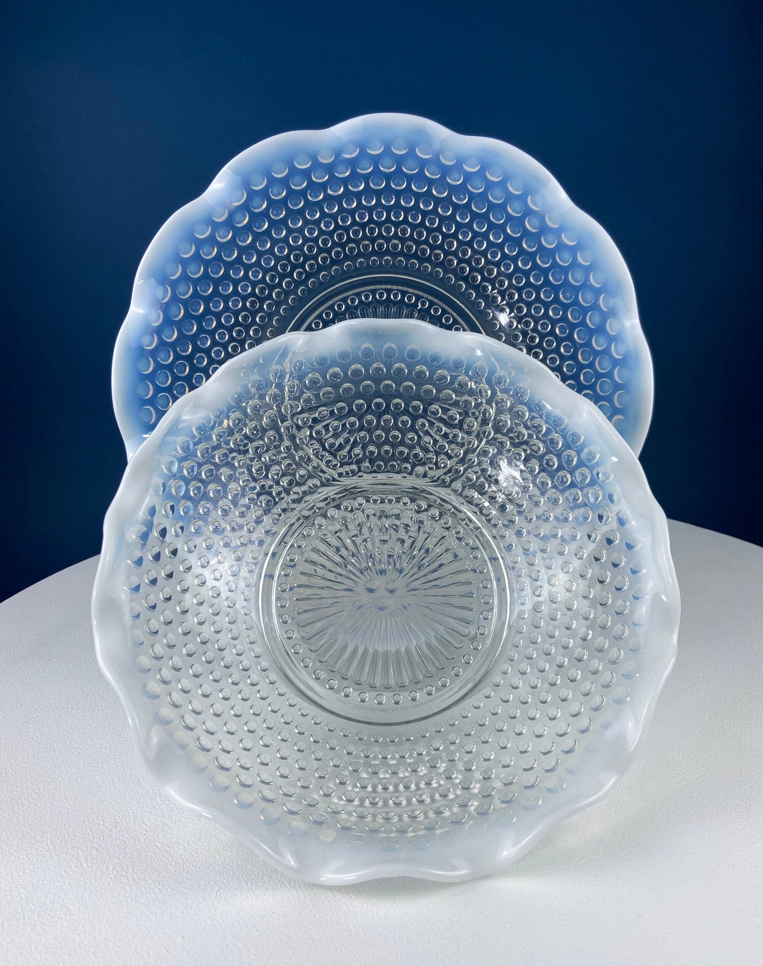 Vintage Moonstone Hobnail Serving Set – Large Bowl & Matching Plate