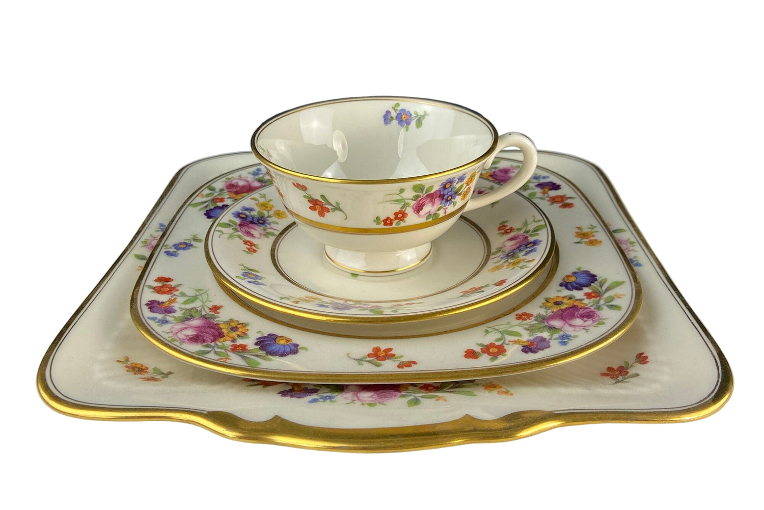 Coxon Belleek Serving Set – Floral Bouquet China 4 Piece (1927–1931)