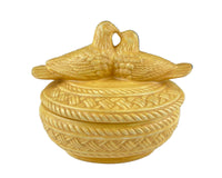 Buff Ceramic Doves on Nest – Kissing Love Birds Trinket Dish