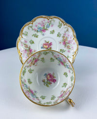 M&K Austria Porcelain Cup & Saucer – Rose Garlands and Heart Handle
